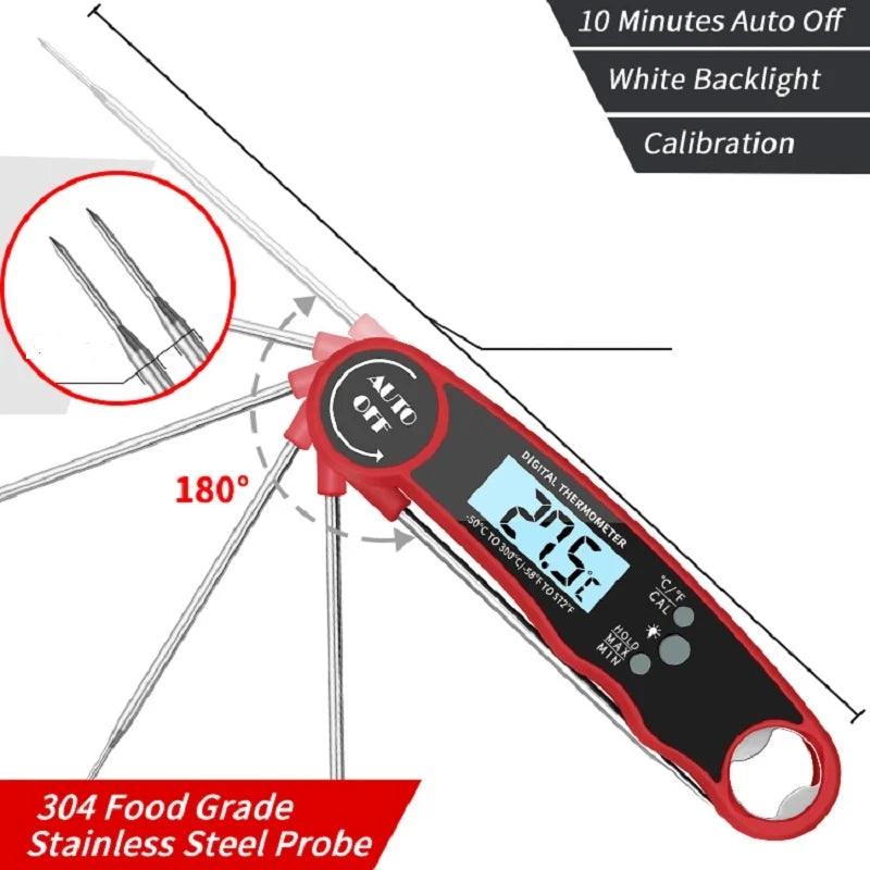 Digital Kitchen Food Thermometer Instant Read Waterproof Meat, Water, Milk, BBQ & Grilling